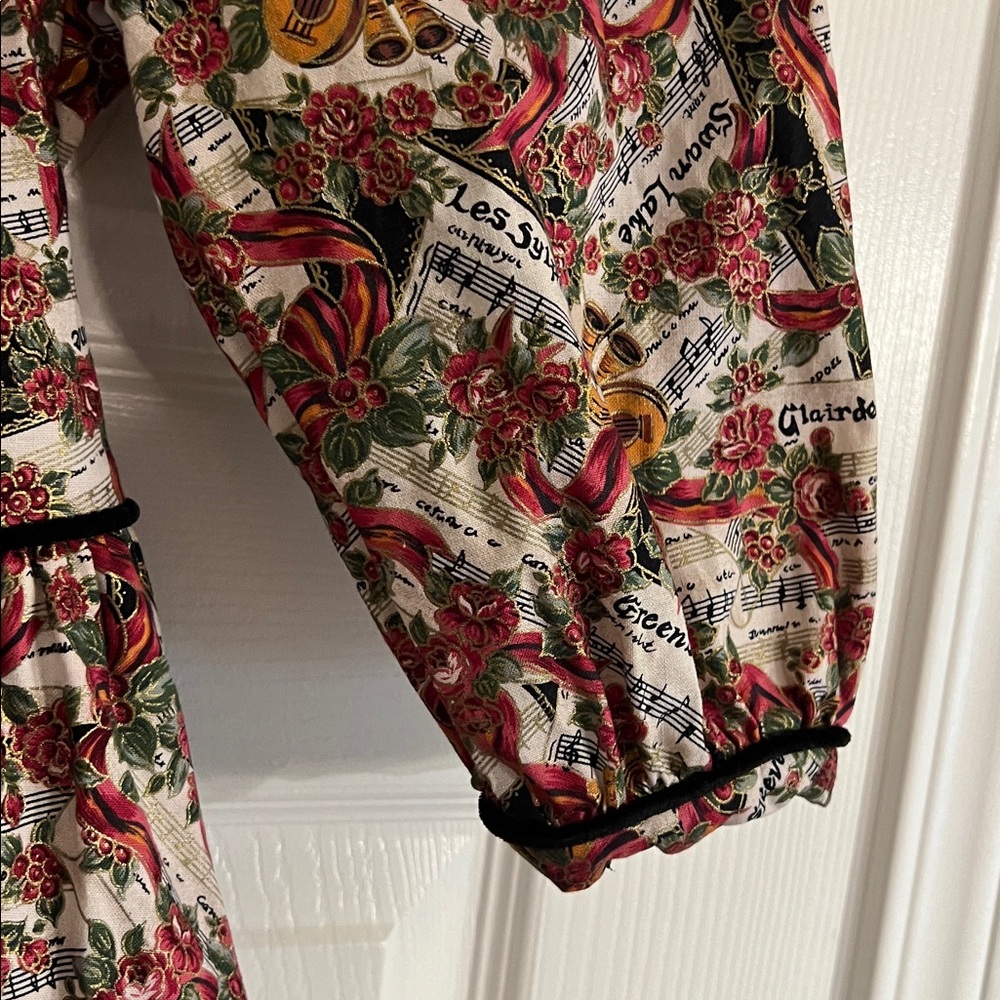 Petals San Francisco Vintage Girl’s Scalloped Hem Holiday Print Dress Size 10 - Picture 4 of 16